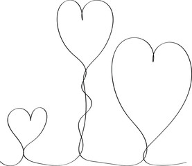 Heart contour in black, illustration for creating a screensaver template. Valentine's Day greeting card for lovers.