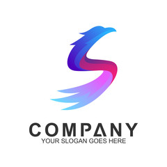 abstract eagle logo,eagle + letter s logo design concept