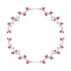 frame circular of leafs in shape heart isolated icon