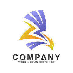 Fototapeta premium abstract eagle logo,eagle + thunder logo design concept