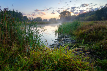 Misty sunrise on the river