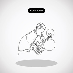 Man with training equipment on sport gym-continuous line drawing