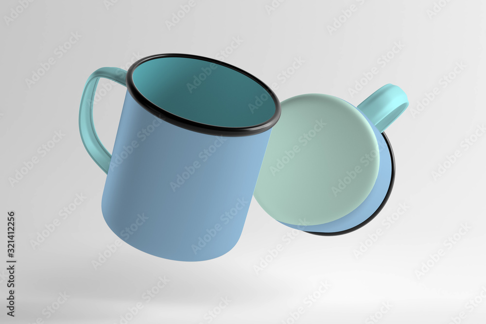 Poster enamel cupisolated on a background - 3d rendering