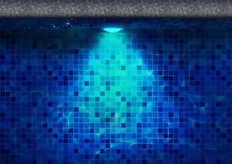 Swimming Pool Night Scene Using LED Light Top View