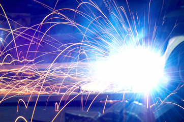 Metal Welding with sparks.