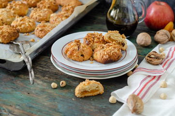 Delicious cookies on wooden table