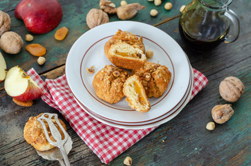 Delicious cookies on wooden table,top view.