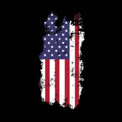 Vector grunge american flag on black background. USA flag. Patriotic illustration with grunge texture