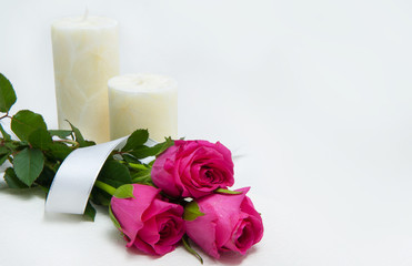 Bouquet of pink roses on the table