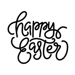 Easter lettering. Hand drawn phrase for Greeting card isolated on white background. Happy easter lettering