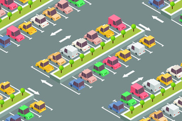 Car parking isometric design vector illustration