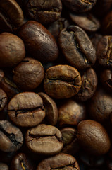 background with coffee beans in warm colors
