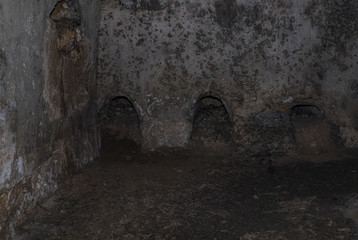  One of the side passages with burials in the Tomb of the Prophets on the Mount Eleon - Mount of Olives in East Jerusalem in Israel