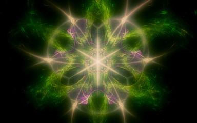 abstract illustration of a fantastic star with many rays on a black background