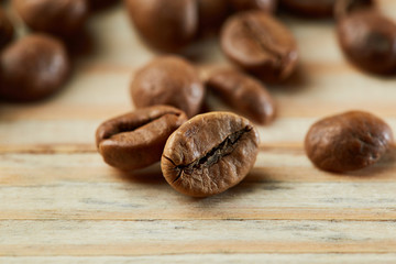 Coffee on grunge wooden background