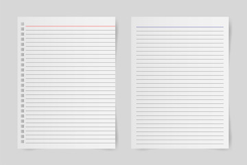 Blank white note papers isolated on gray background. Vector illustration