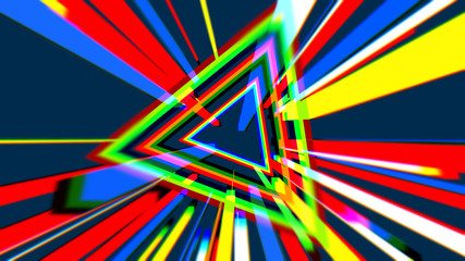 Hypnotic bright triangular cartoon portal