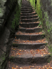 Stone stairs carved in rock