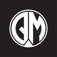 QM Logo monogram circle with piece ribbon style on black background