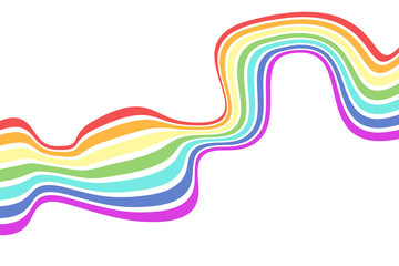 Abstract background with wavy, curved rainbow lines. Vector illustration of striped pattern with optical illusion