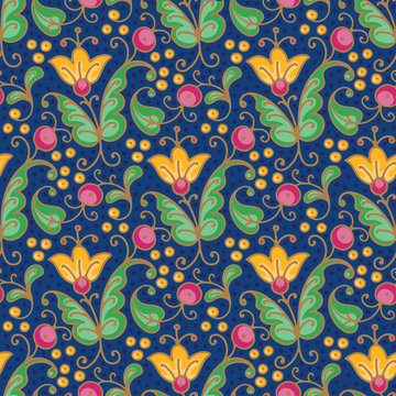 Hand drawn ornamental seamless pattern in medieval style.