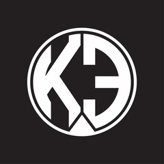 KE Logo monogram circle with piece ribbon style on black background