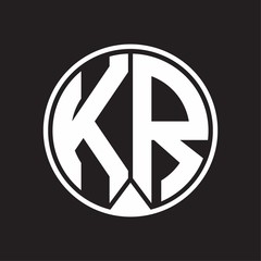 KR Logo monogram circle with piece ribbon style on black background
