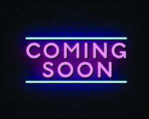 coming soon neon text, vector illustration