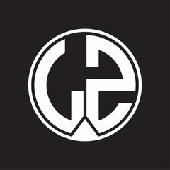 LZ Logo monogram circle with piece ribbon style on black background
