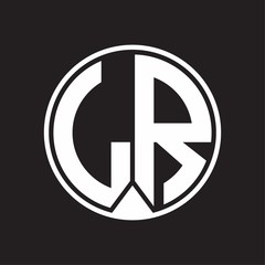 LR Logo monogram circle with piece ribbon style on black background