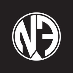 NF Logo monogram circle with piece ribbon style on black background