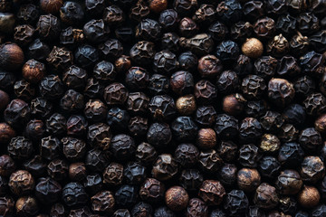 Close-up view of the black peppercorn
