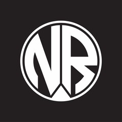 NR Logo monogram circle with piece ribbon style on black background