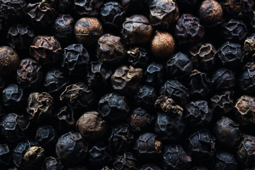 Close-up view of the black peppercorn