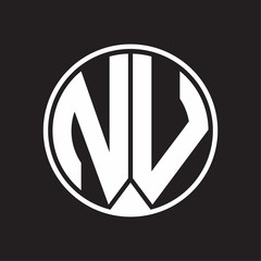 NV Logo monogram circle with piece ribbon style on black background