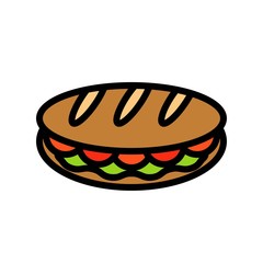 Sandwich vector, fast food related filled design icon