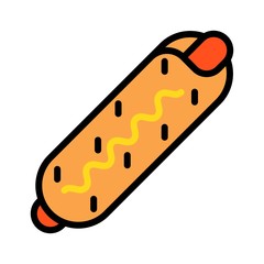 Hotdog vector, fast food related filled design icon