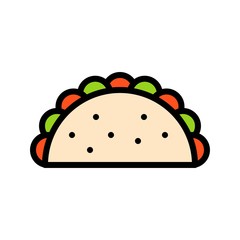 Taco vector, fast food related filled design icon