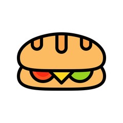 Sandwich vector, fast food related filled design icon