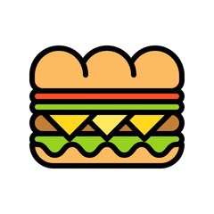 Hotdog vector, fast food related filled design icon