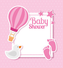 baby shower card with footprints and decoration