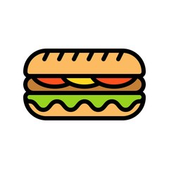 Hotdog vector, fast food related filled design icon