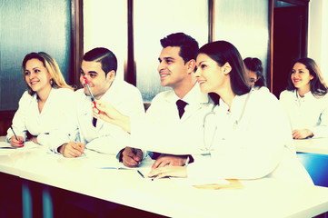 interns at lecture at university
