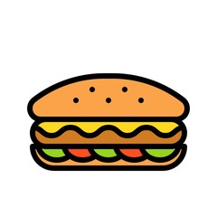 Hotdog vector, fast food related filled design icon