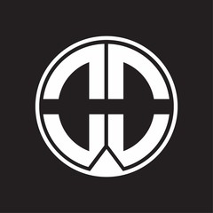 OO Logo monogram circle with piece ribbon style on black background