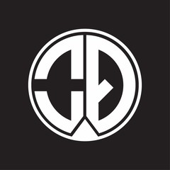 OQ Logo monogram circle with piece ribbon style on black background