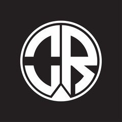 OR Logo monogram circle with piece ribbon style on black background