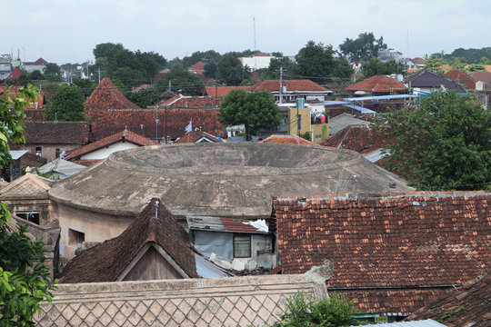 Kenongo building in the Taman Sari area. Taman Sari is the site of former royal garden of the Sultanate of Yogyakarta