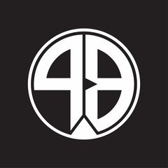 PB Logo monogram circle with piece ribbon style on black background