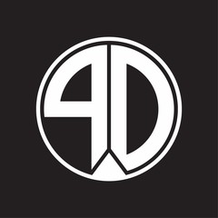 PD Logo monogram circle with piece ribbon style on black background